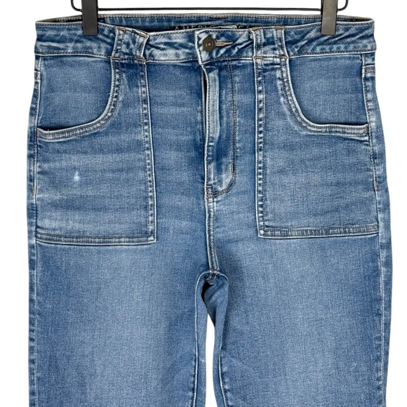 American Eagle Super Hi Rise Flare Jeans Womens 12 Boho Festival Casual Summer - Picture 2 of 6